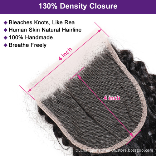 wholesale top quality 4x4 5x5 6x6 7x7 Swiss Lace Closure 100% Brazilian Human Hair Transparent Lace Closure HD Lace Closure
